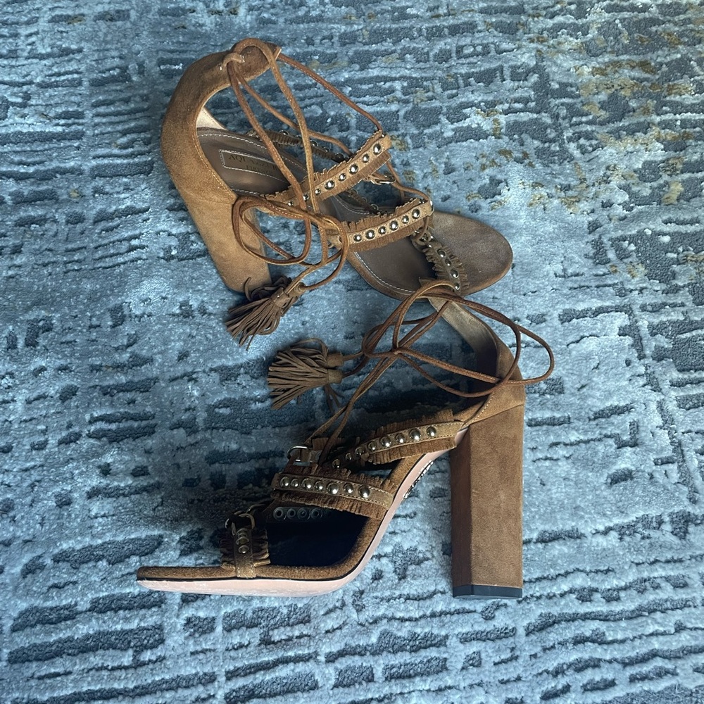 Aquazzura Tulum Fringed Sandals